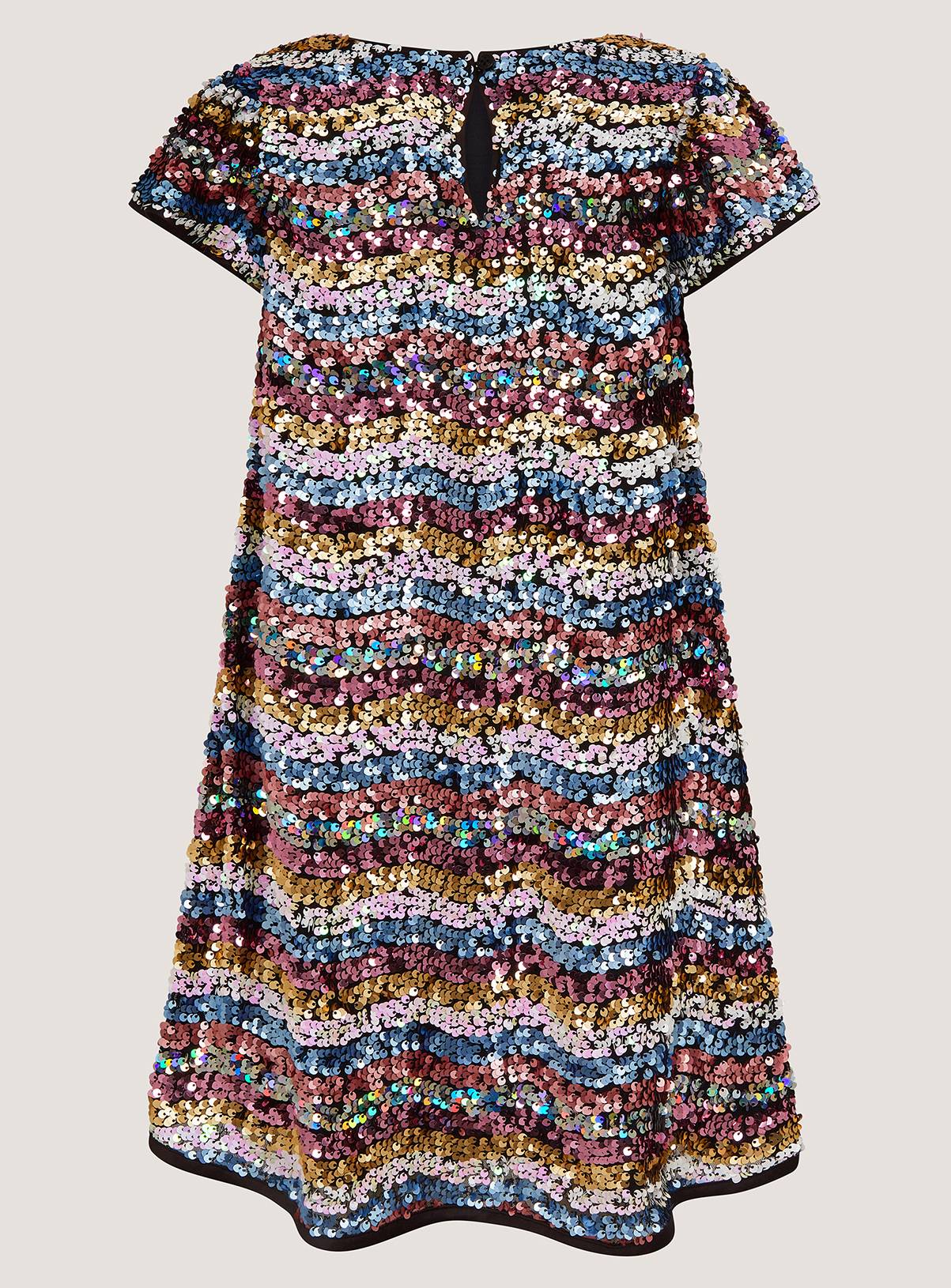 MONSOON Sequin Stripe Party Dress 4 years - Image 3